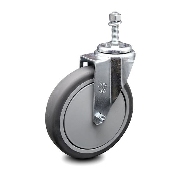 6 Inch Thermoplastic Rubber Wheel Swivel 3/8 Inch Threaded Stem Caster SCC